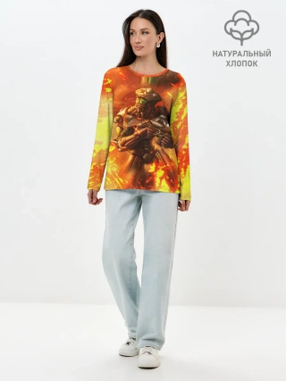 Лонгслив женский. Хлопок / Doom ART