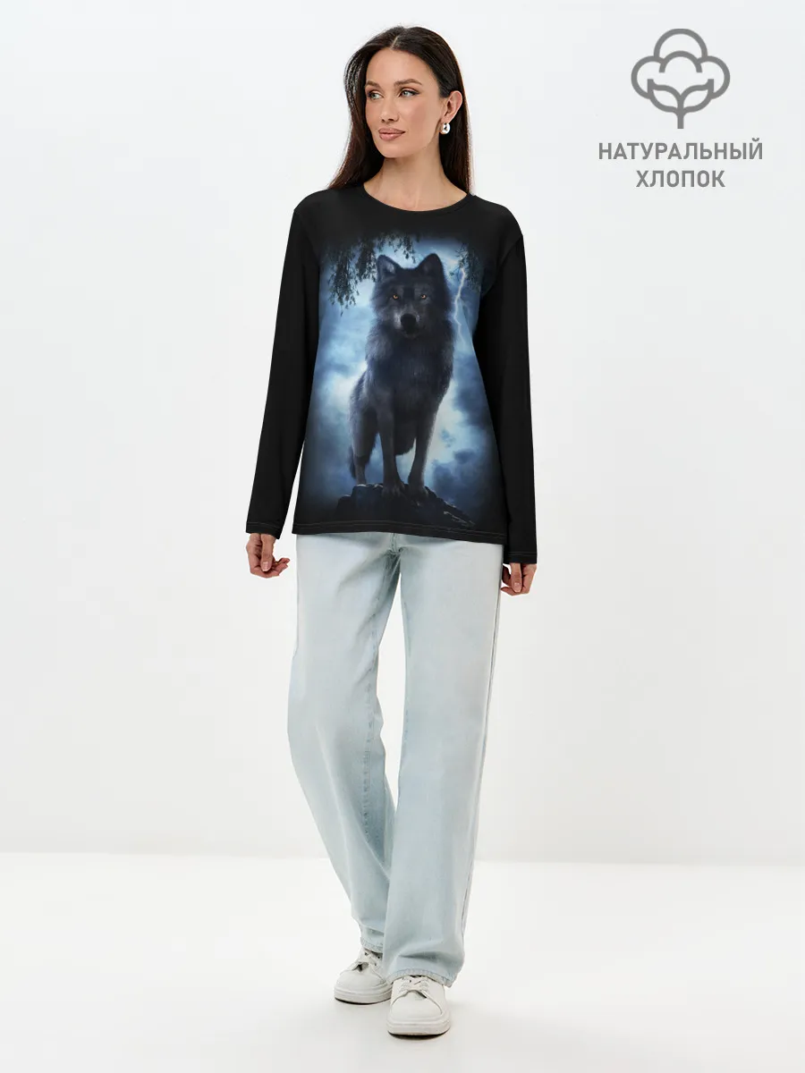 Лонгслив женский. Хлопок / ВОЛК БРОДЯГА