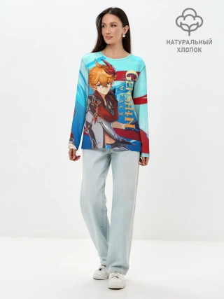 Лонгслив женский. Хлопок / Геншин импакт: Тарталья