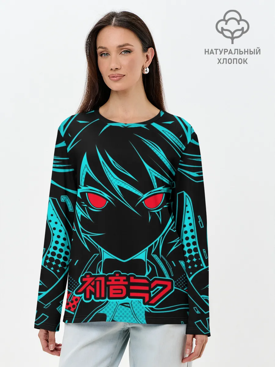 Лонгслив женский. Хлопок / Мику Хацунэ / Hatsune Miku