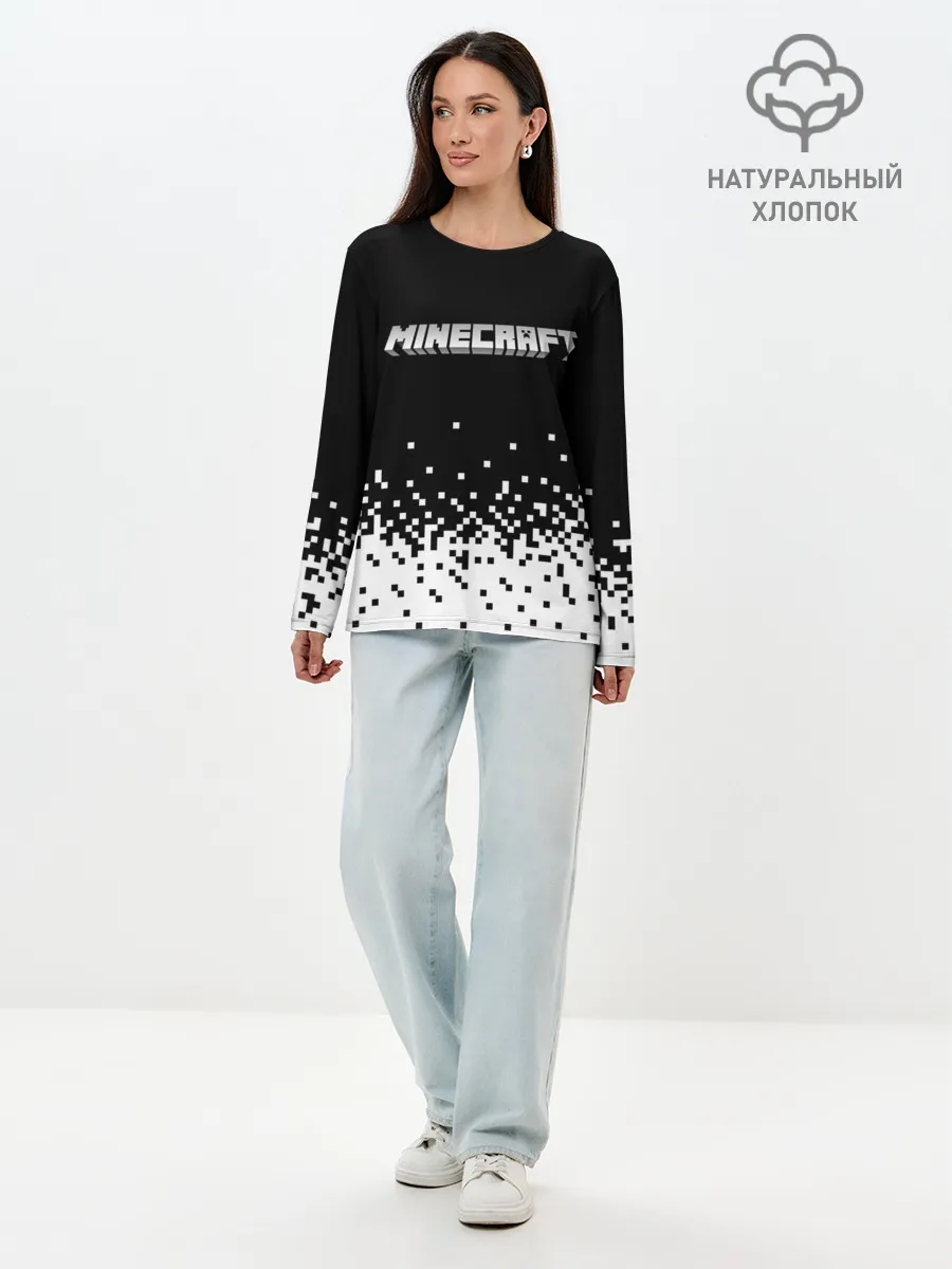 Лонгслив женский. Хлопок / Minecraft | Майнкрафт | логотип