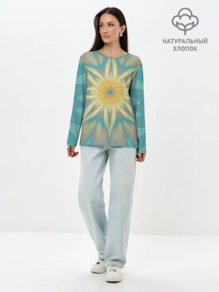 Лонгслив женский. Хлопок / Летнее солнце. Абстракция.