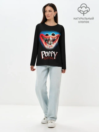 Лонгслив женский. Хлопок / Huggy Wuggy, Poppy Playtime