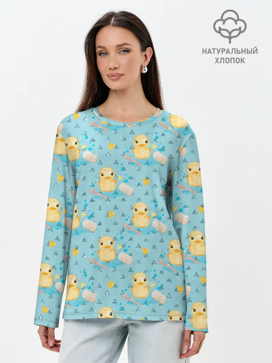 Лонгслив женский. Хлопок / Чистюля: уточки