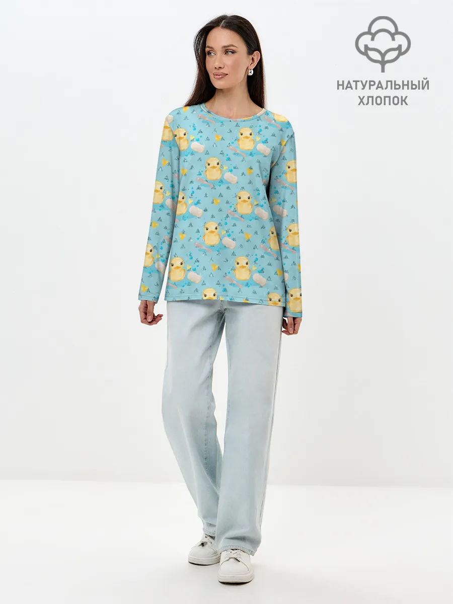 Лонгслив женский. Хлопок / Чистюля: уточки