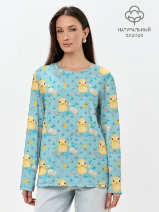 Лонгслив женский. Хлопок / Чистюля: уточки