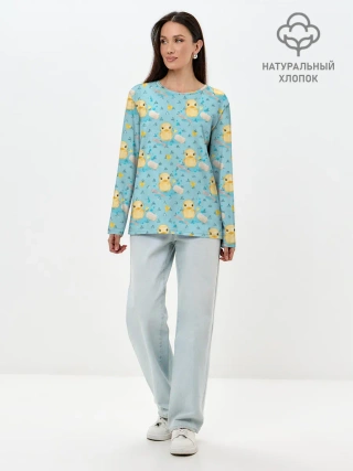 Лонгслив женский. Хлопок / Чистюля: уточки