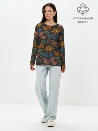 Лонгслив женский. Хлопок / Тайские рыбки