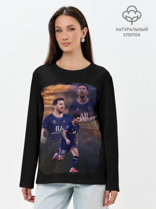 Лонгслив женский. Хлопок / ЛИОНЕЛЬ МЕССИ ПСЖ