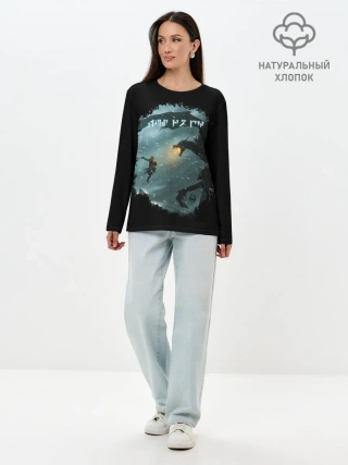 Лонгслив женский. Хлопок / TES SKYRIM FIGHT DRAGON