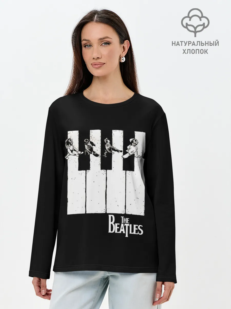 Лонгслив женский. Хлопок / THE BEATLES ЗНАМЕНИТАЯ КАРТИНКА