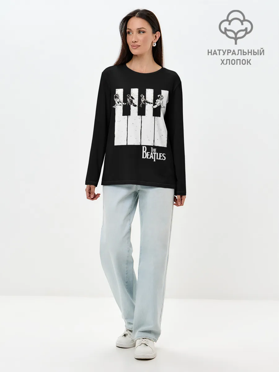 Лонгслив женский. Хлопок / THE BEATLES ЗНАМЕНИТАЯ КАРТИНКА