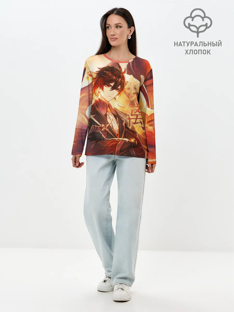 Лонгслив женский. Хлопок / Genshin Impact: Zhongli