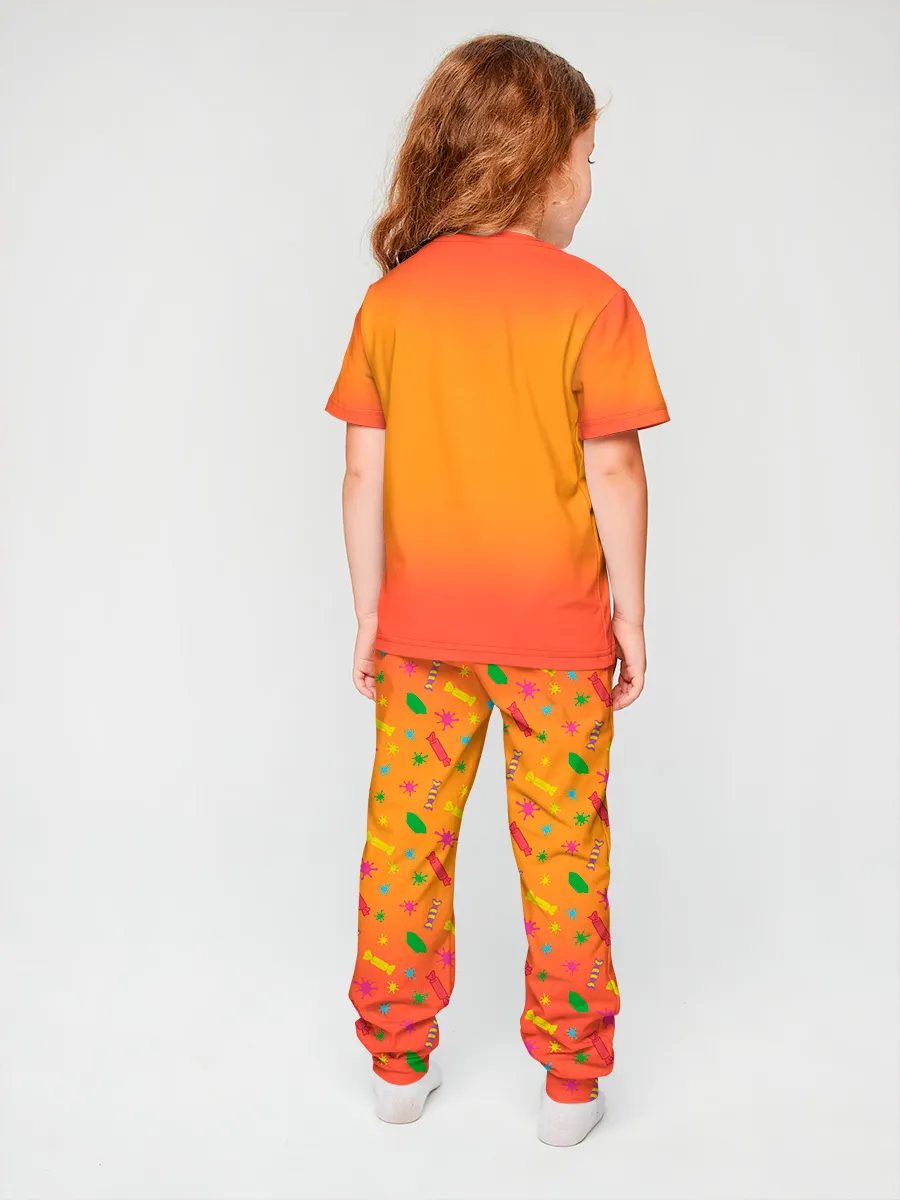 Детская пижама с брюками хлопок / P014_ProstokvashenoOrange