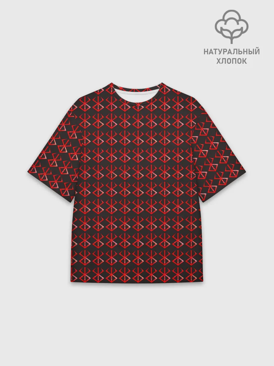 Мужская футболка оверсайз хлопок / Красный паттерн