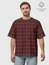 Мужская футболка оверсайз хлопок / Красный паттерн