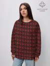 Лонгслив женский. Хлопок / Красный паттерн