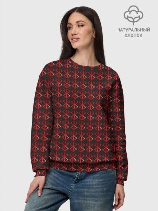Женский свитшот базовый хлопок / Красный паттерн