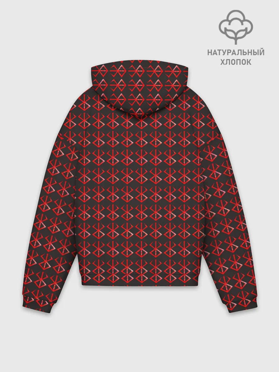 Худи мужской оверсайз хлопок / Красный паттерн