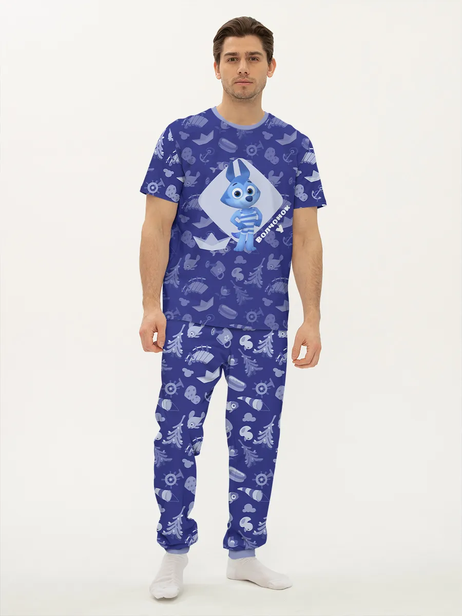 Мужская пижама с брюками / Цветняшки Wolfy Blue
