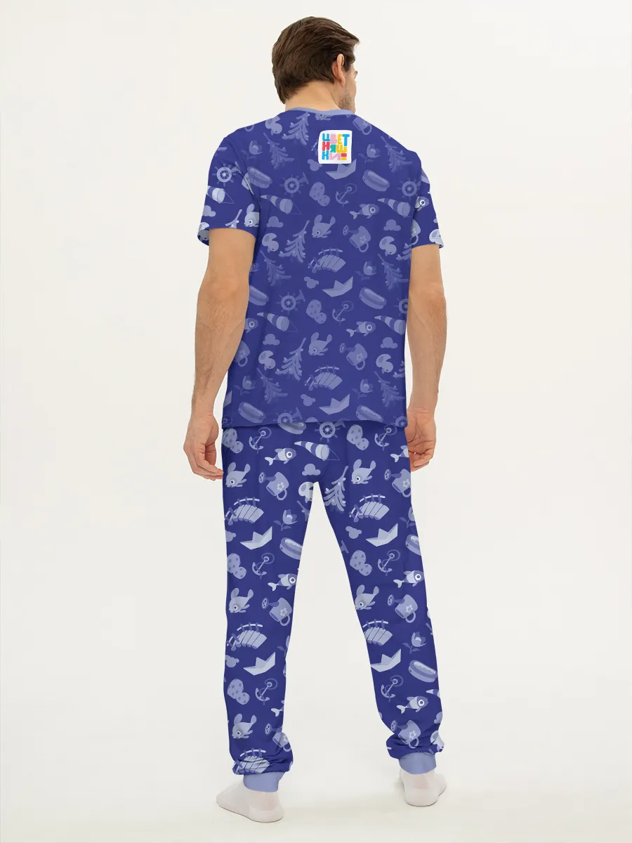 Мужская пижама с брюками / Цветняшки Wolfy Blue