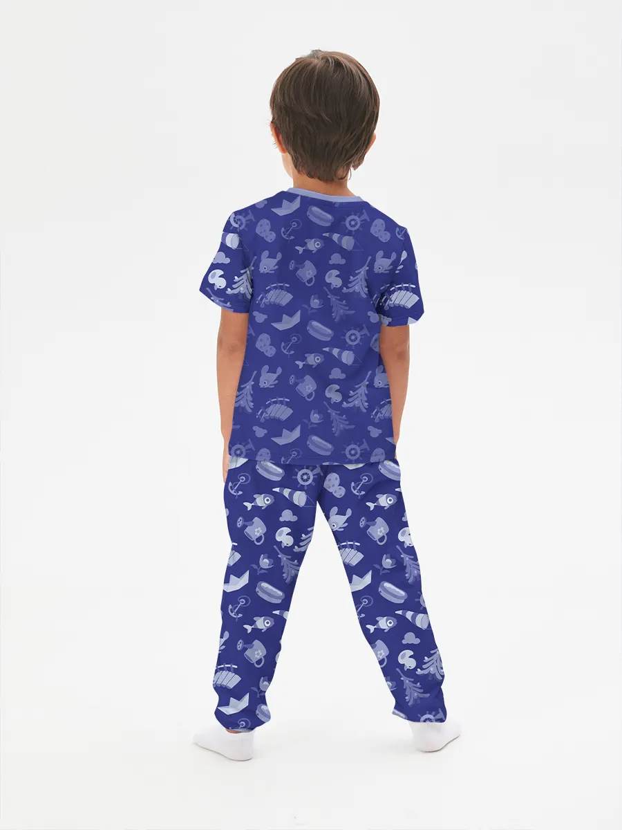 Детская пижама с брюками хлопок / Цветняшки Wolfy Blue