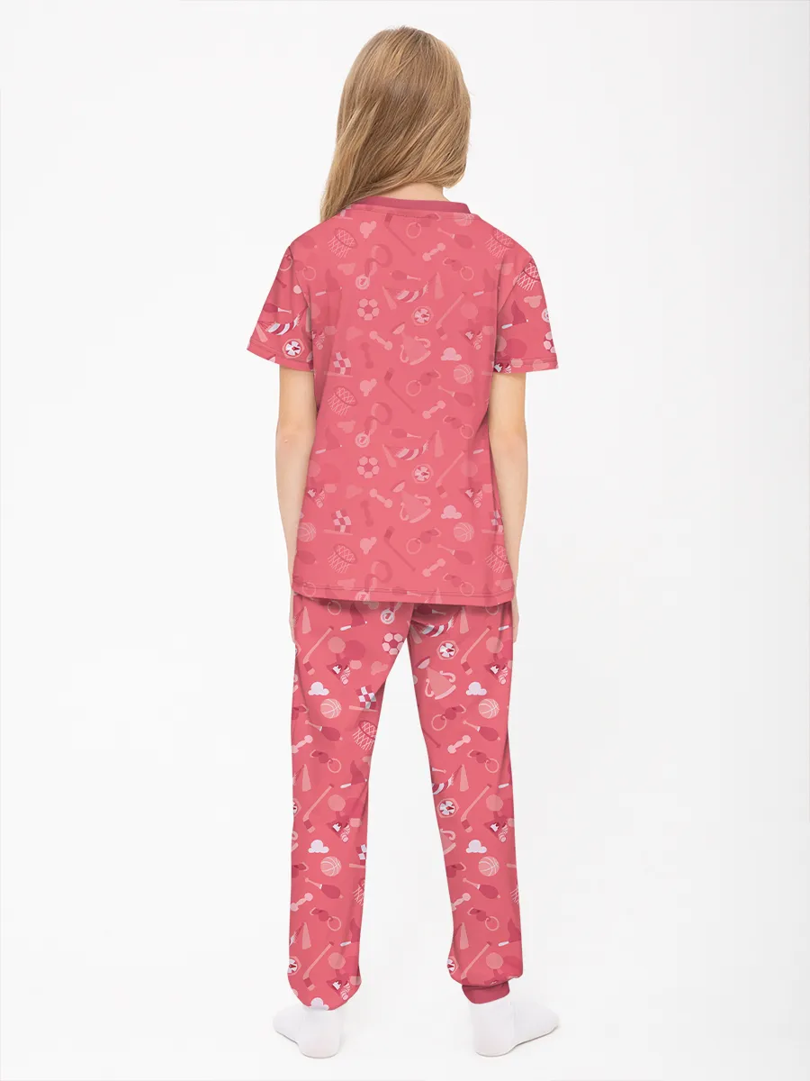 Детская пижама с брюками хлопок / P032_FoxtailLightRed