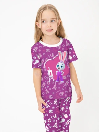 Детская пижама с брюками хлопок / Цветняшки HoppyPurple