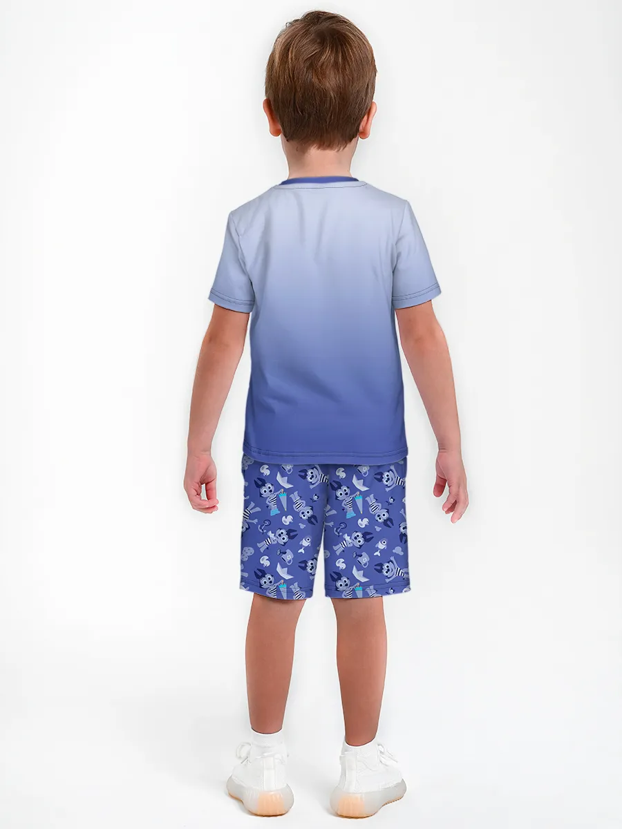 Детская пижама с шортами / P032_WolfyFlat