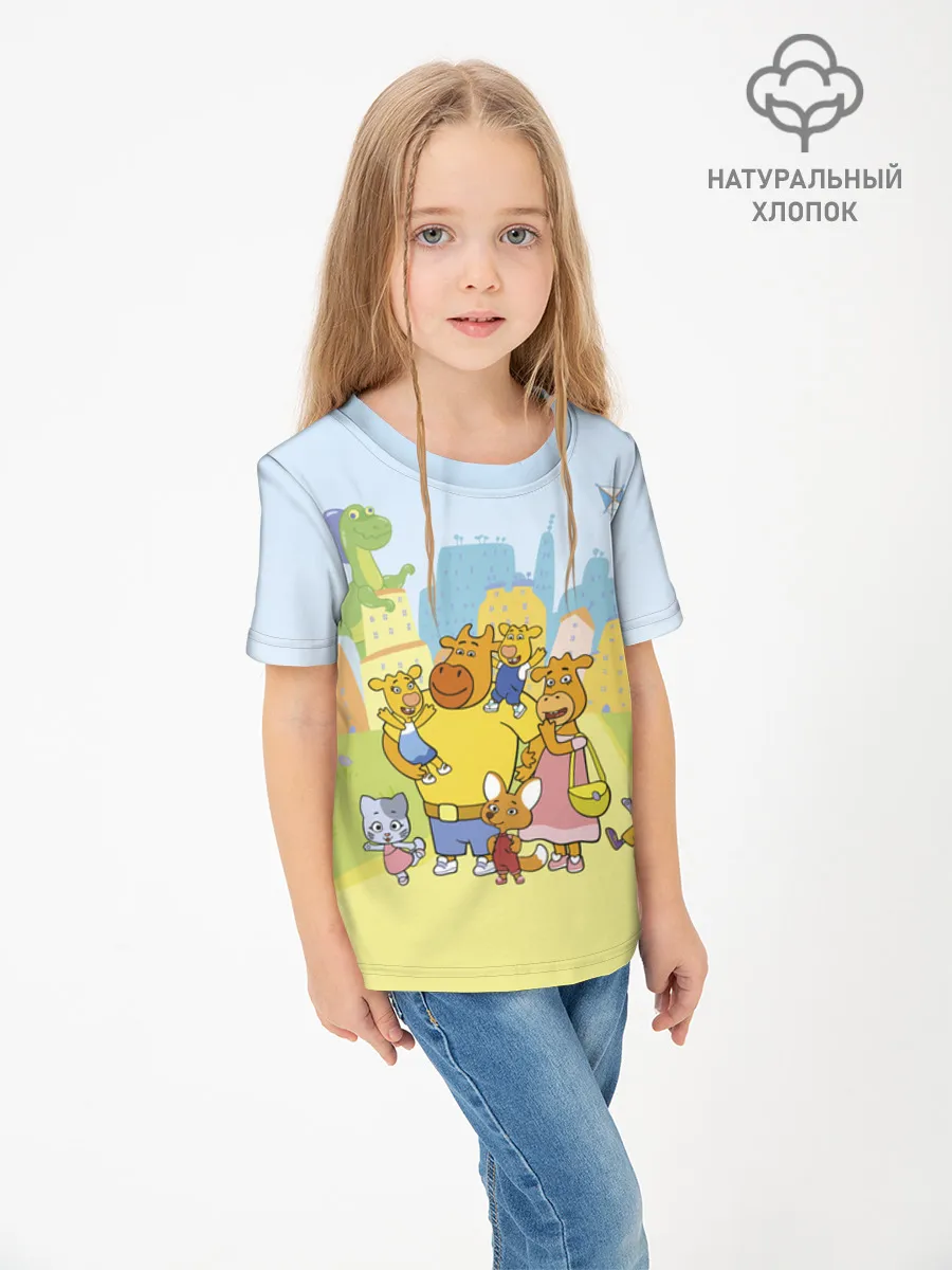Детская футболка хлопок / Оранжевая корова LightBlue