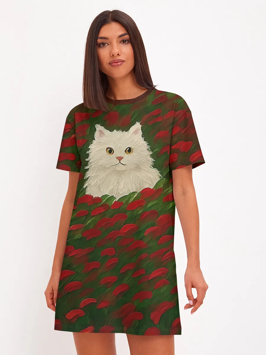 Женское платье хлопок / CatRedGreen