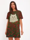 Женское платье хлопок / CatRedGreen