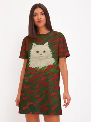 Женское платье хлопок / CatRedGreen