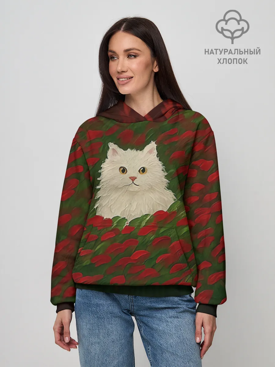 Худи женский база хлопок / CatRedGreen53637