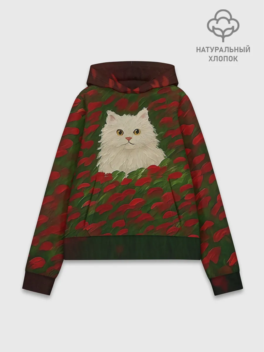 Худи женский база хлопок / CatRedGreen53637