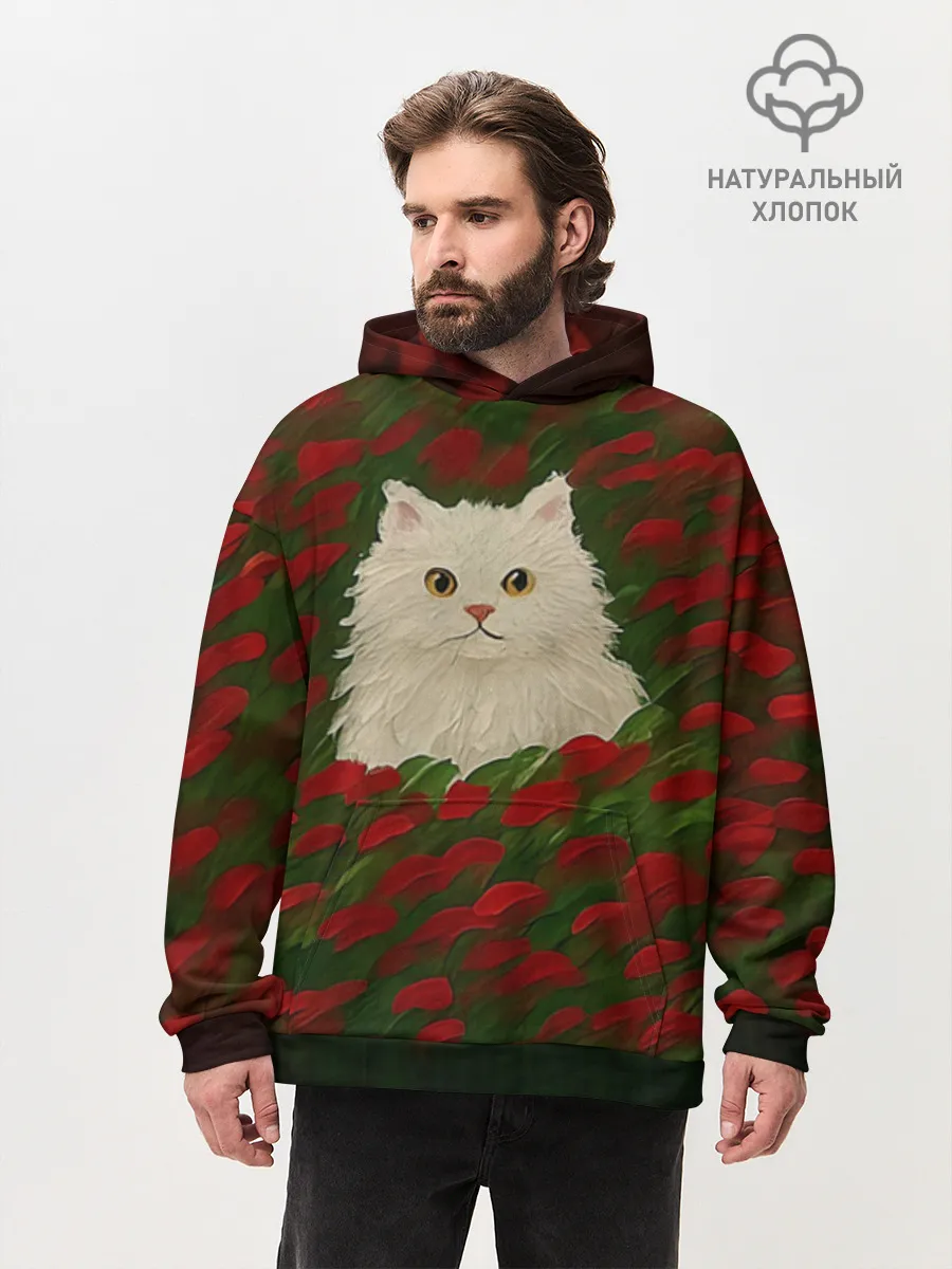 Худи мужской оверсайз хлопок / CatRedGreen
