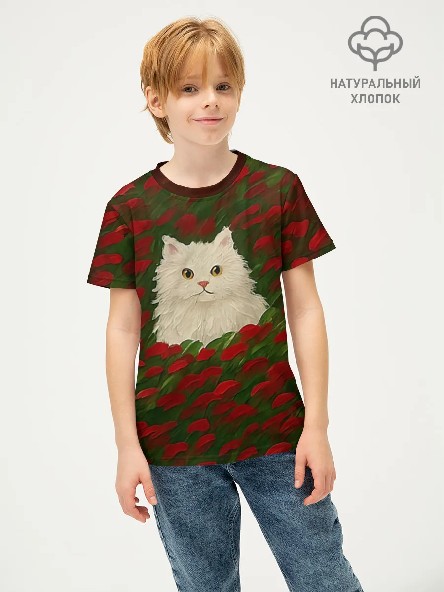 Детская футболка хлопок / CatRedGreen