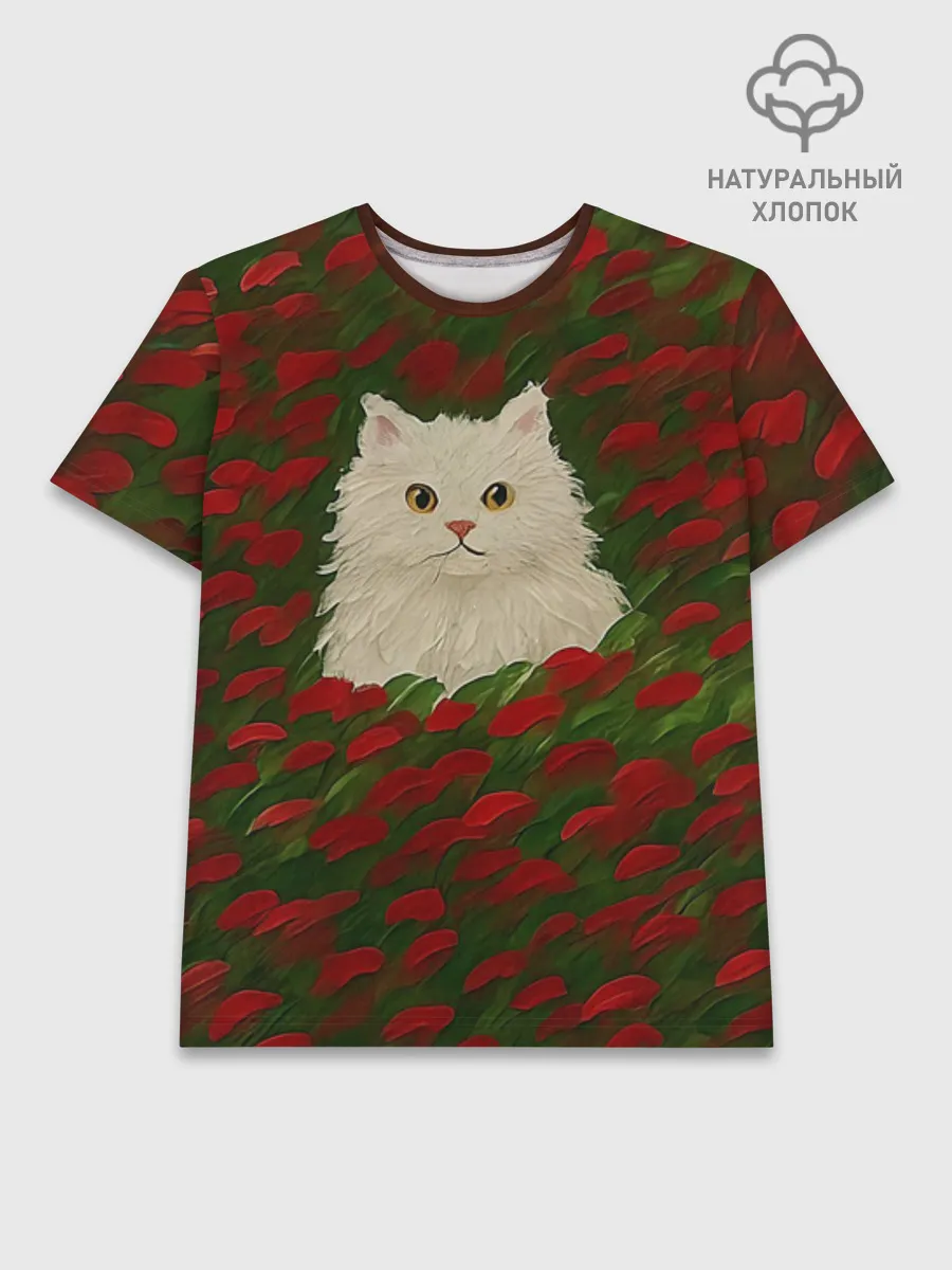 Мужская базовая футболка хлопок / CatRedGreen53637