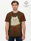 Мужская базовая футболка хлопок / CatRedGreen53637