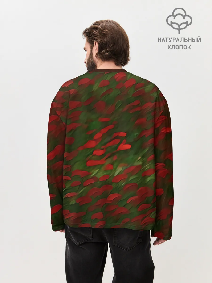 Мужской лонгслив оверсайз хлопок / CatRedGreen
