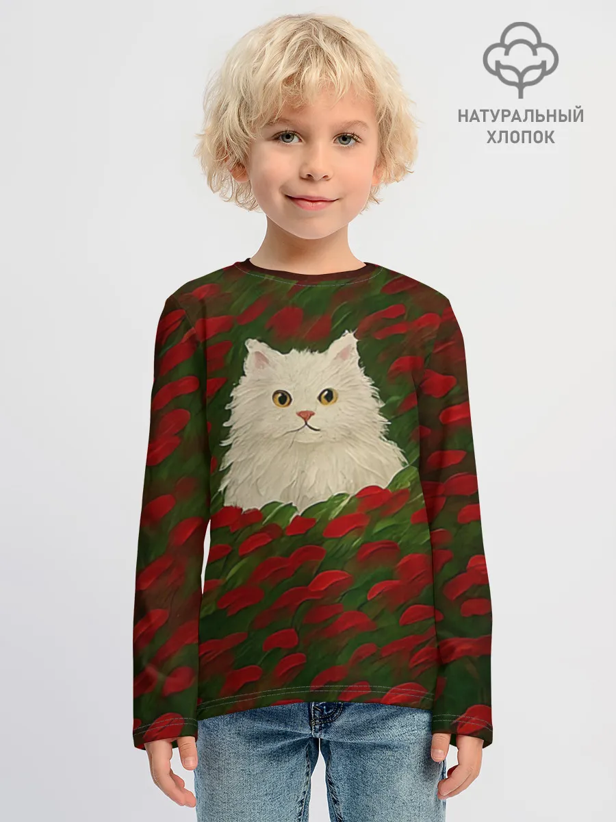 Детский лонгслив хлопок / CatRedGreen