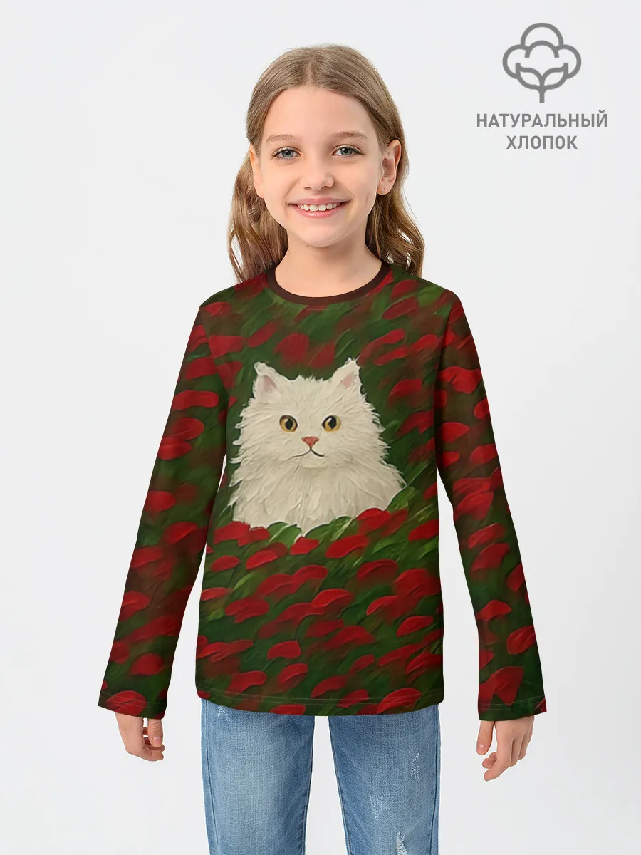 Детский лонгслив хлопок / CatRedGreen