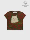 Футболка для девочки укороченная оверсайз хлопок / CatRedGreen