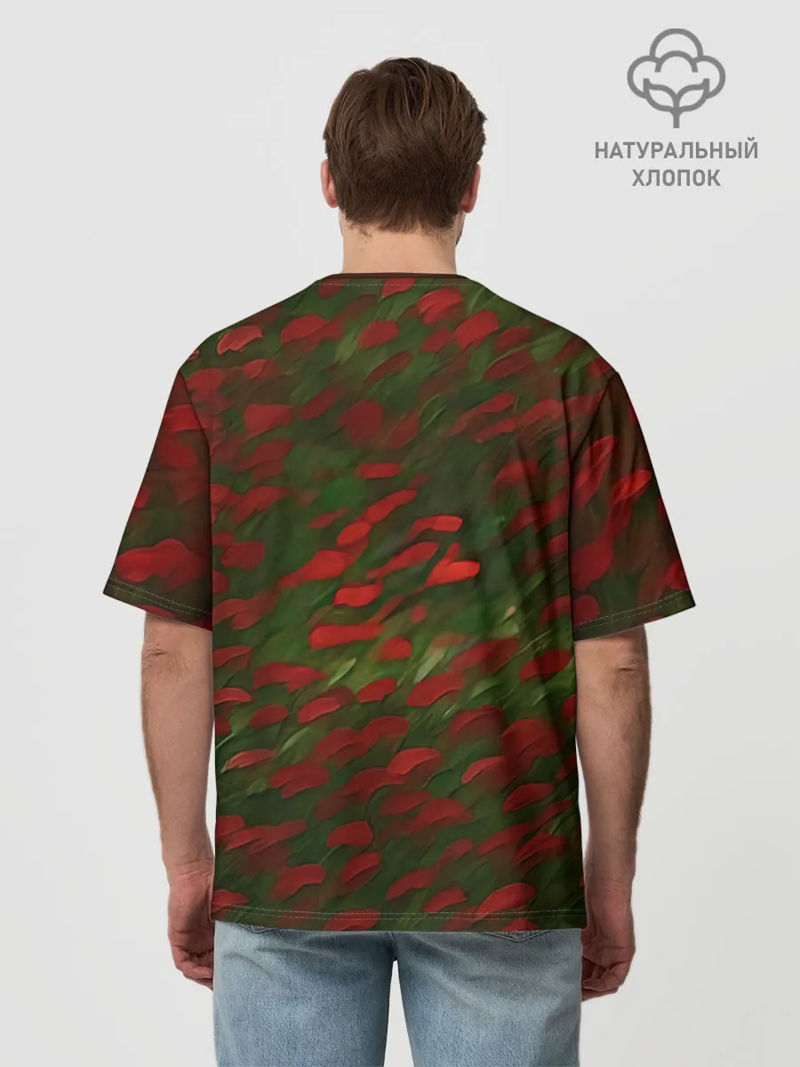 Мужская футболка оверсайз хлопок / CatRedGreen