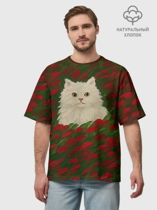 Футболка Мужская оверсайз премиум / CatRedGreen