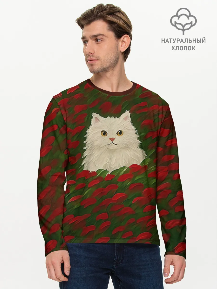 Мужской лонгслив хлопок / CatRedGreen