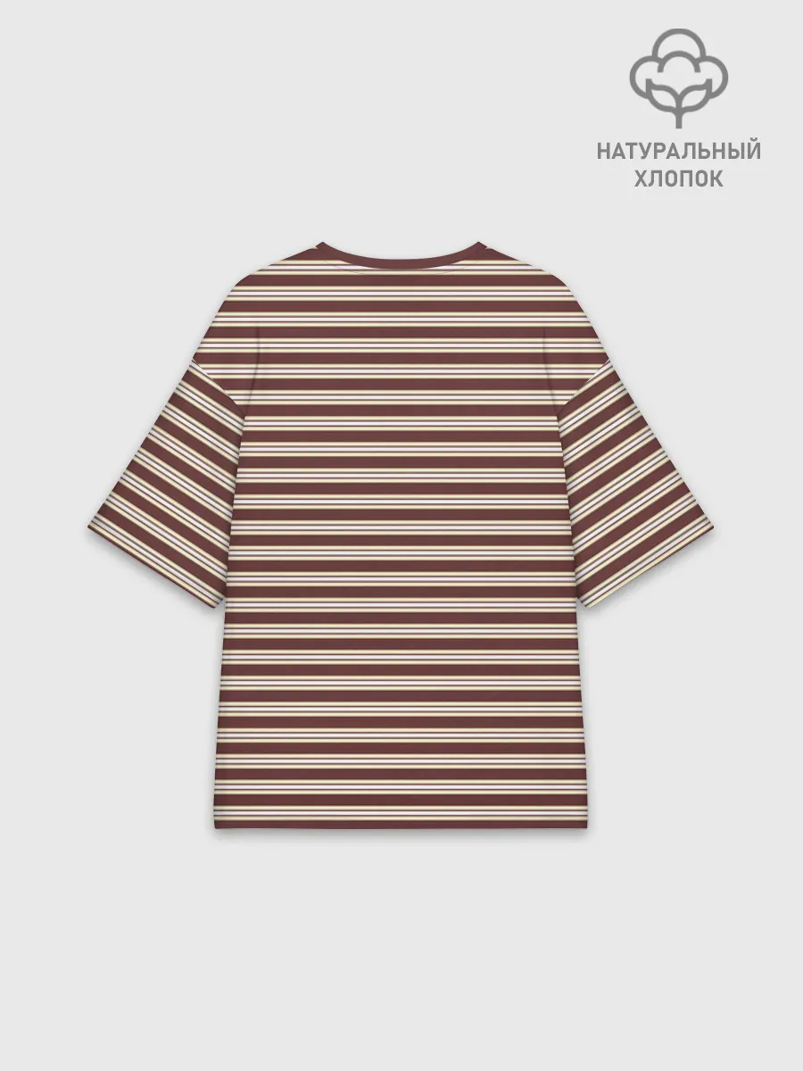 Женская футболка оверсайз хлопок / Полоска Retro_brown