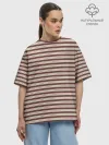 Женская футболка оверсайз хлопок / Полоска Retro_brown