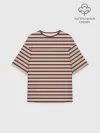 Женская футболка оверсайз хлопок / Полоска Retro_brown