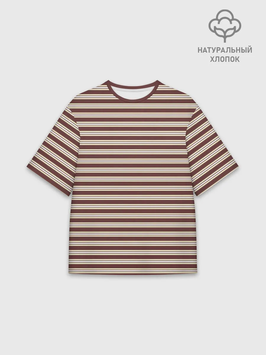 Мужская футболка оверсайз хлопок / Полоска Retro_brown